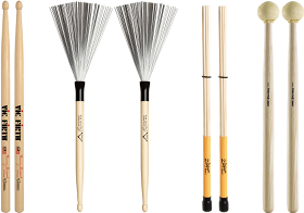 Trommestikker (trommestikker, whiskers, rods) og køller
